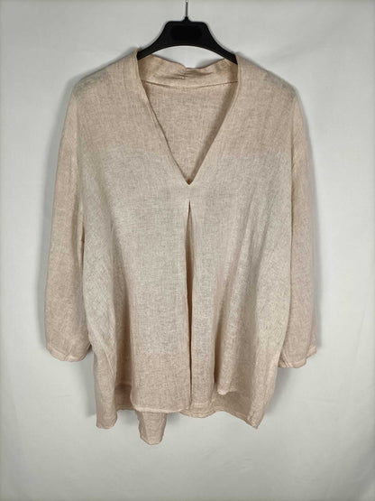 OTHERS. Oversized pink linen blouse TU