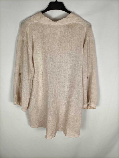 OTHERS. Oversized pink linen blouse TU