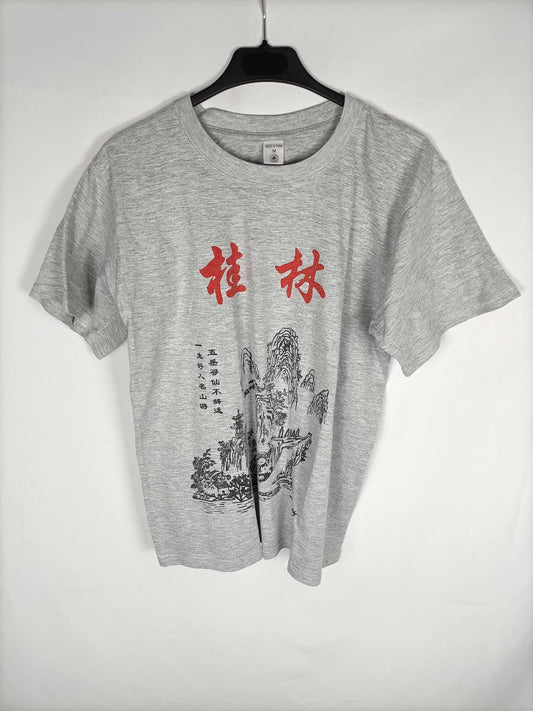 OTRAS.Camiseta gris letras chinas T.m