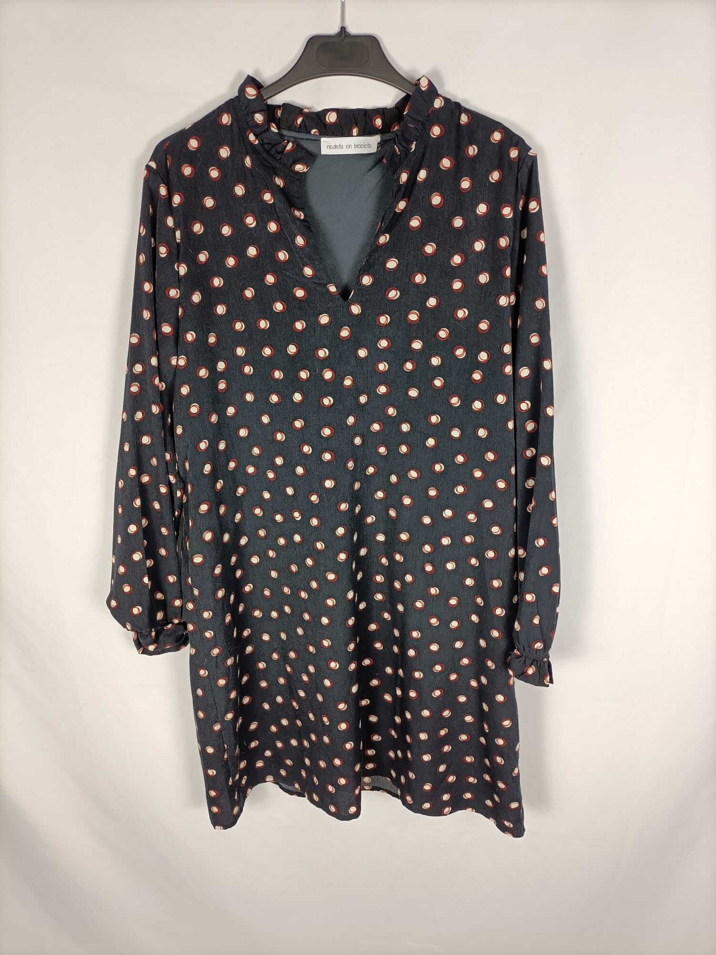 NICOLETA EN BICICLETA.Vestido estampado T.m