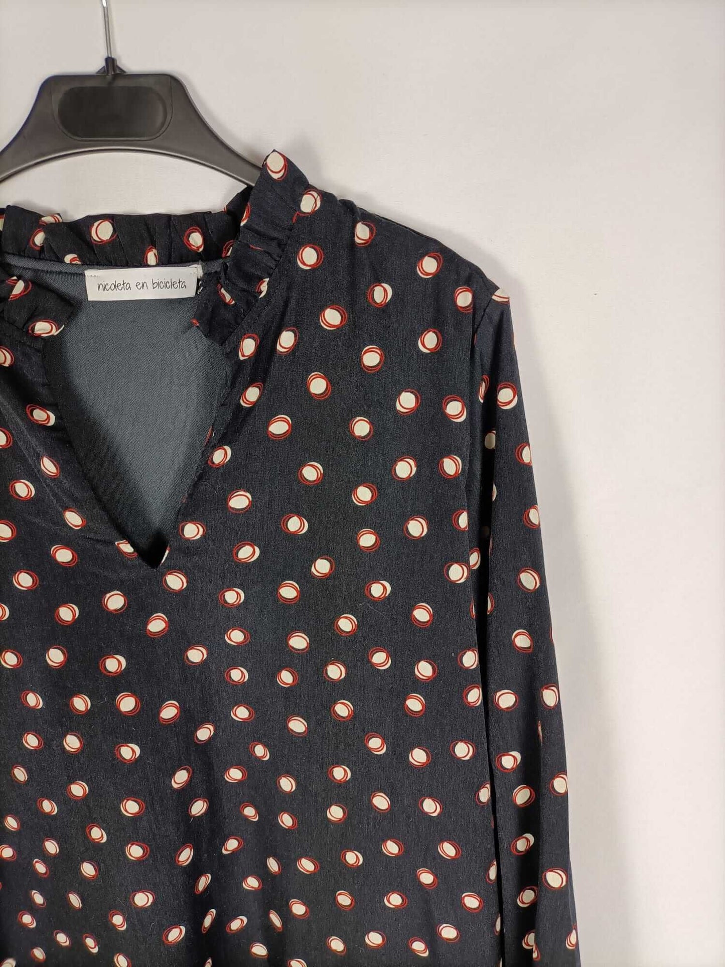 NICOLETA EN BICICLETA.Vestido estampado T.m