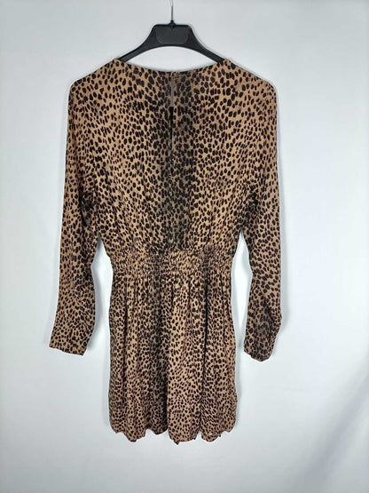 H&M. Vestido corto animal print T.34
