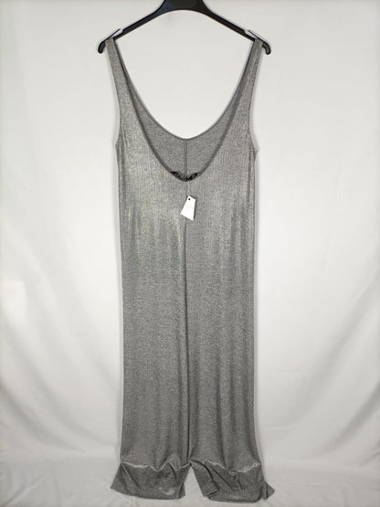 ZARA. Mono largo plateado T.xs