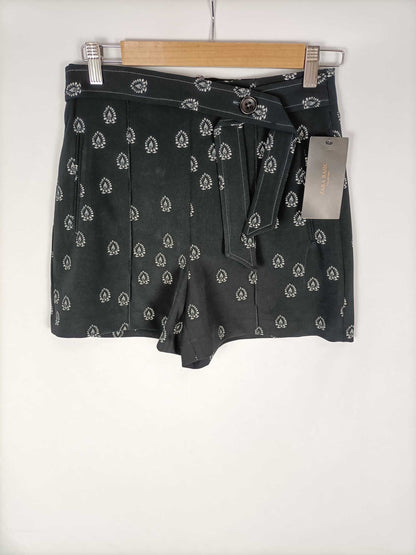 ZARA.Short vestir negro estampado T.xs