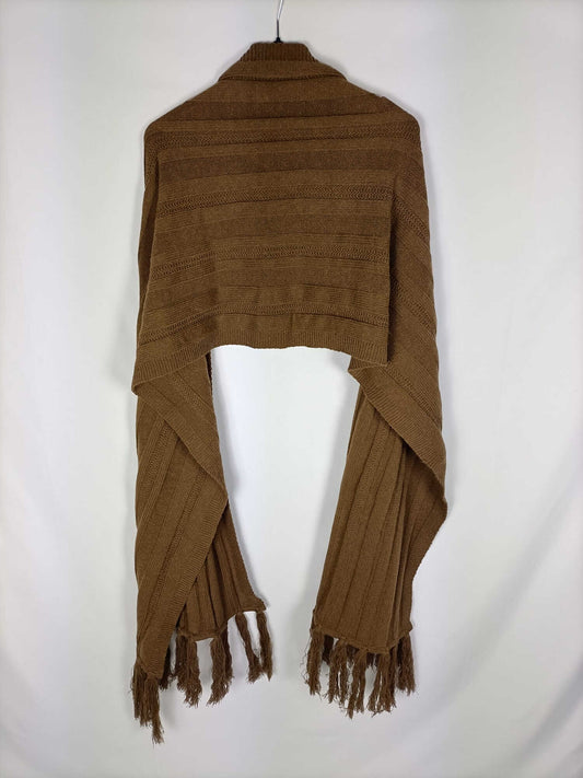 THE HORSE. Brown fringed scarf