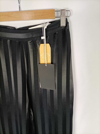 SILVIAN HEACH.Black trousers with single-colour stripes, size 38