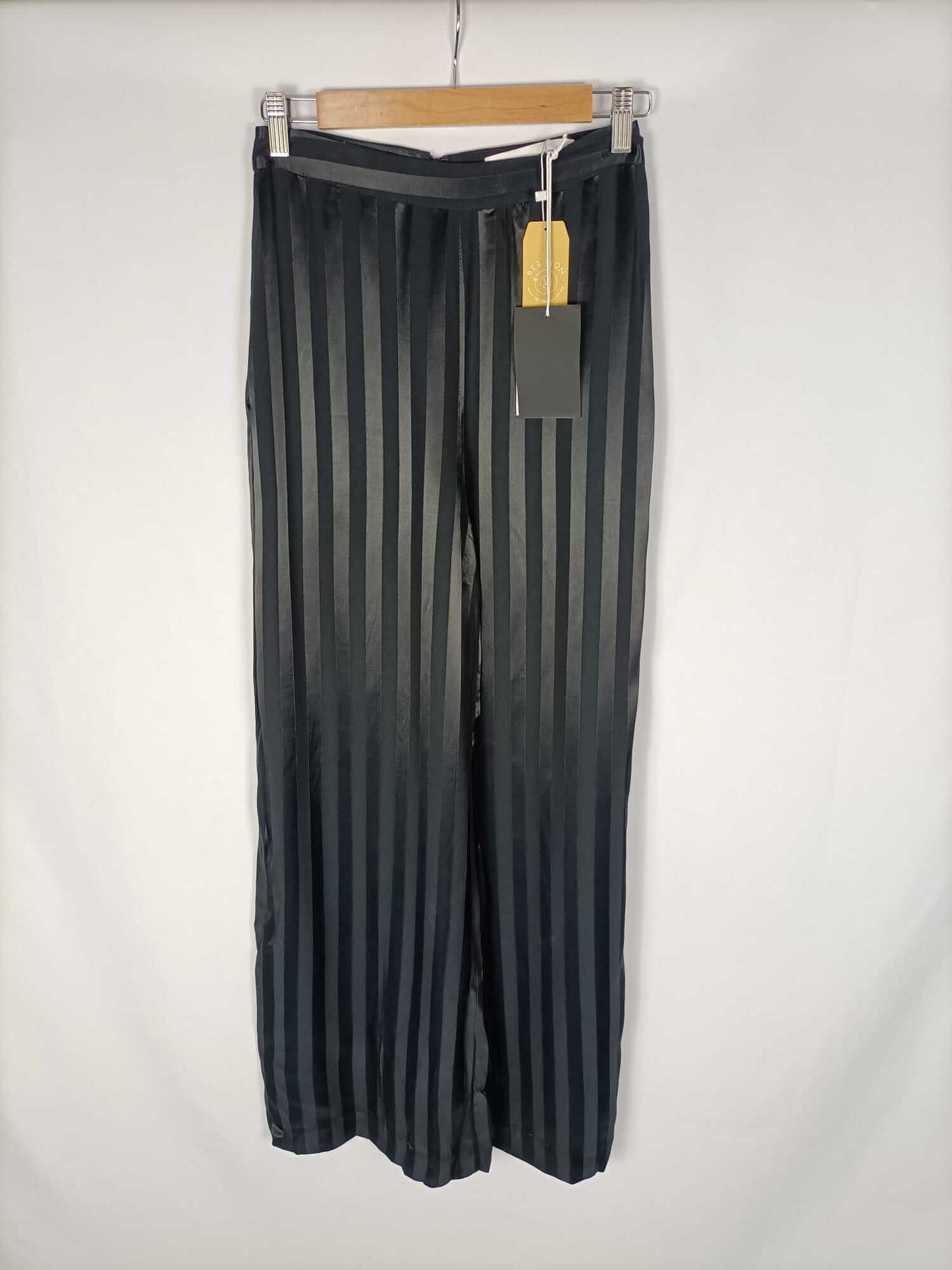 SILVIAN HEACH.Black trousers with single-colour stripes, size 38