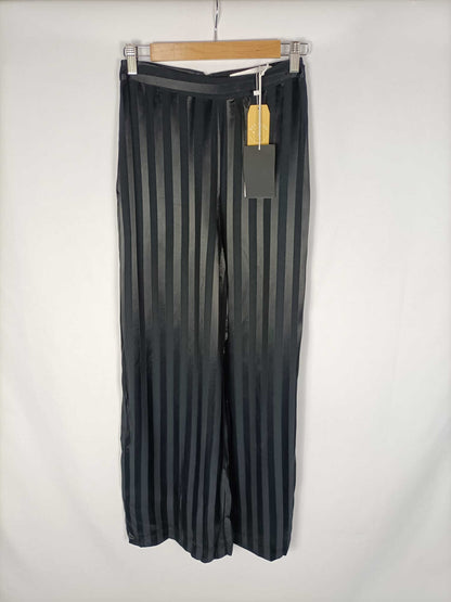 SILVIAN HEACH.Black trousers with single-colour stripes, size 38