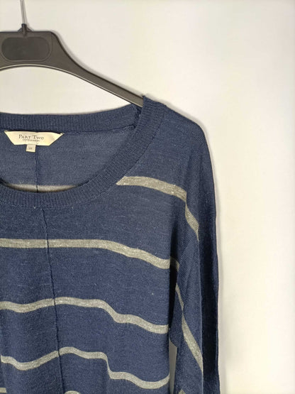 PART TWO.Jersey punto azul rayas grises T.m