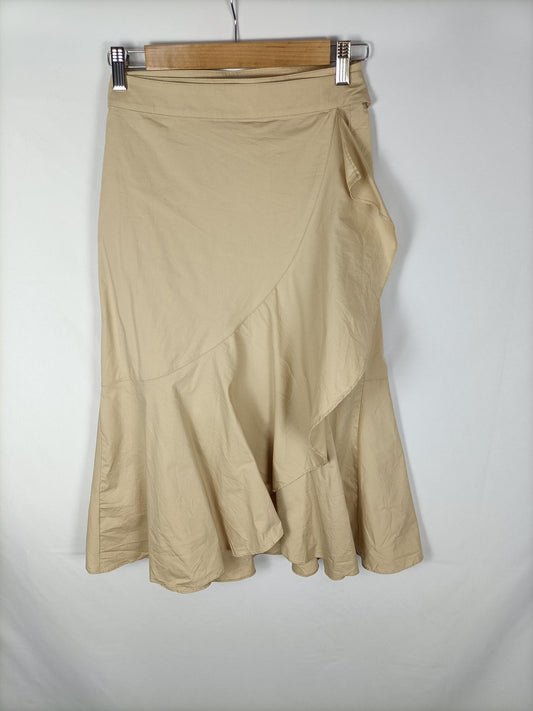 MANGO. Falda midi beige T.m