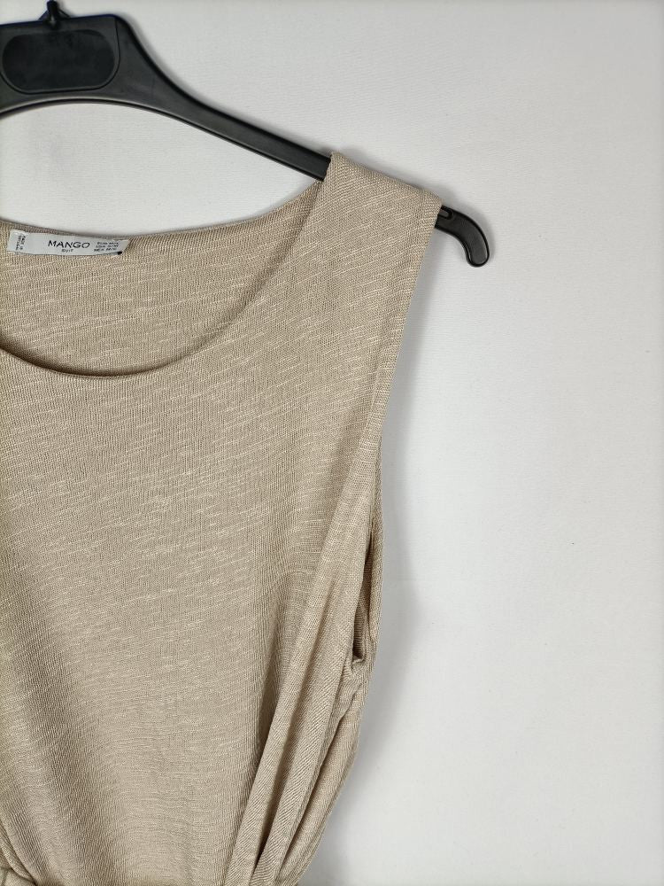 MANGO. Top beige lazada T.m/l