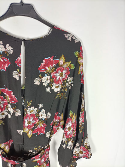 ZARA.Mono negro flores T.s