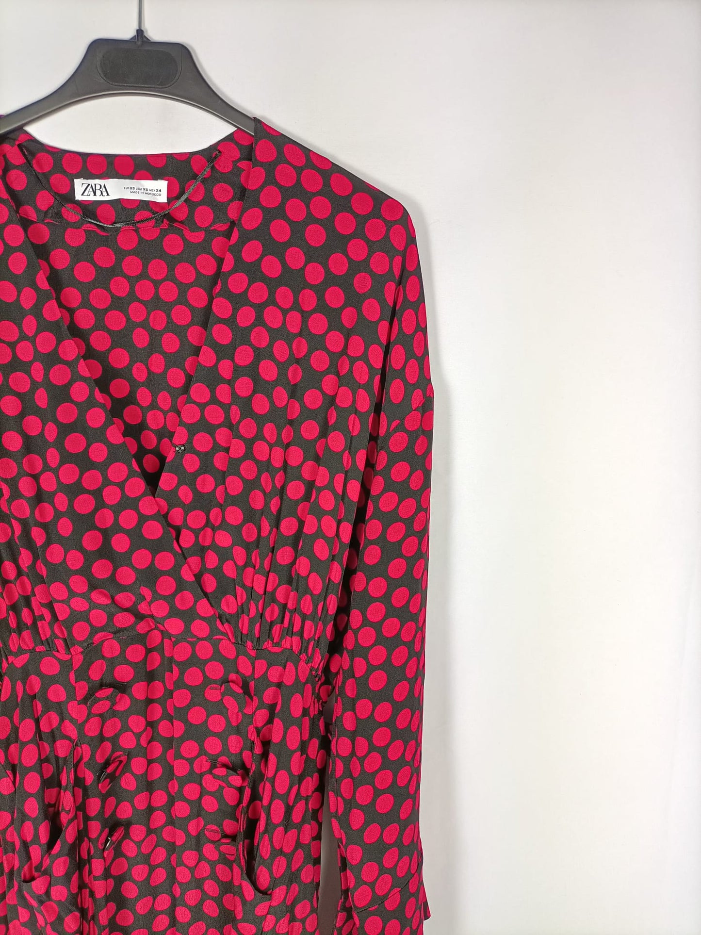 ZARA.Vestido largo lunares T.xs