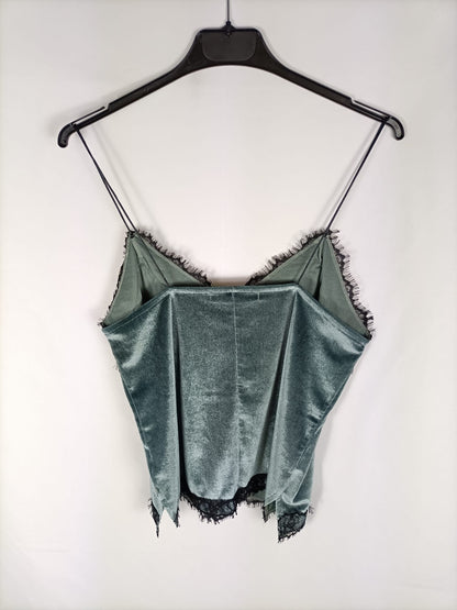 BERSHKA.Top lencero verde agua T.m