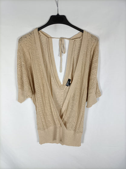 BLANCO.Top punto beige T.m