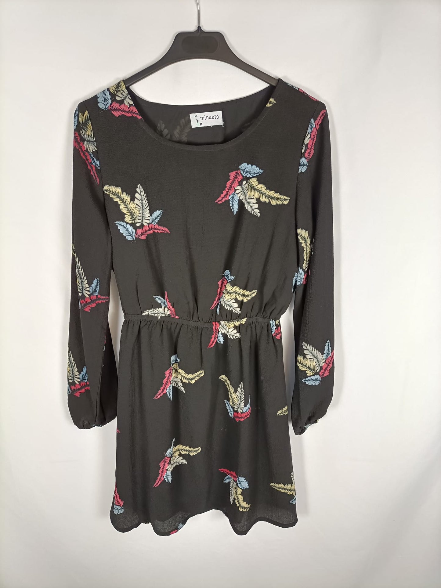 MINUTEO.Vestido negro estampado TU (s/m)