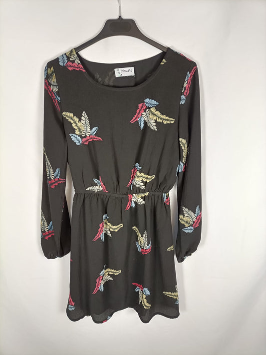 MINUTEO.Vestido negro estampado TU (s/m)