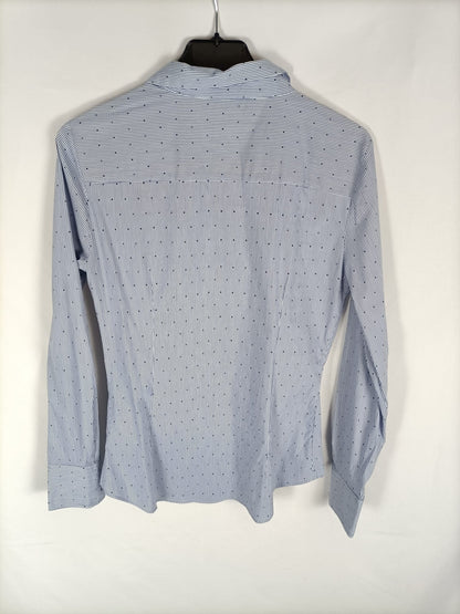 ZARA.Camisa azul rayas y lunares T.m