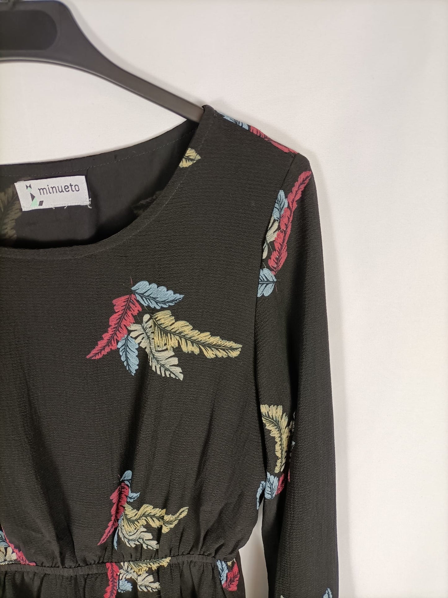 MINUTEO.Vestido negro estampado TU (s/m)