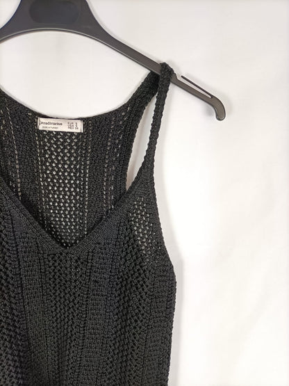 STRADIVARIUS.Top negro croché T.s