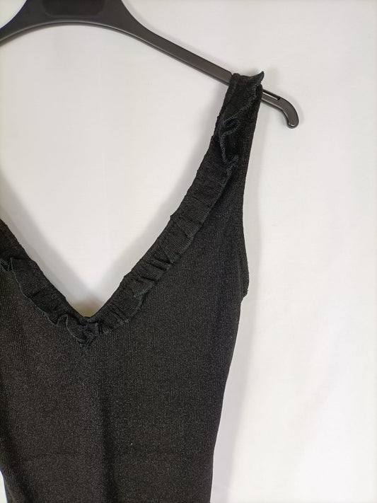 BERSHKA. Body negro purpurina T.m