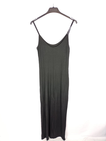 OTRAS. Vestido largo negro canalé T.s/m