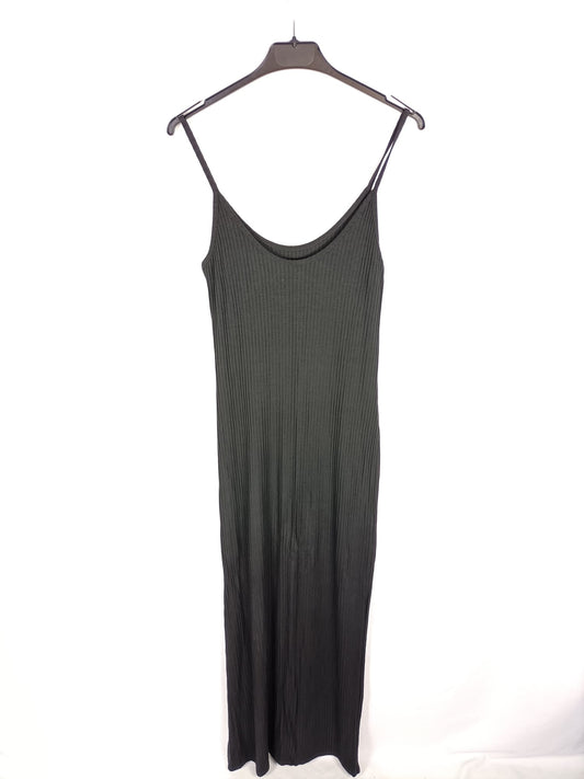 OTRAS. Vestido largo negro canalé T.s/m