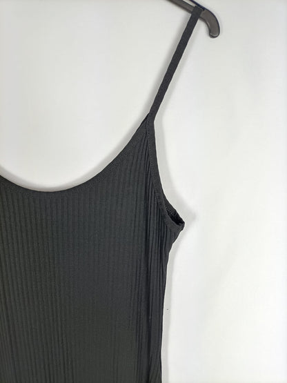 OTRAS. Vestido largo negro canalé T.s/m