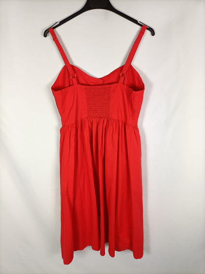 OTRAS. Vestido midi rojo T.m