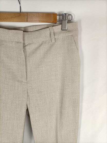 H&M. Pantalón fluido beige T.36