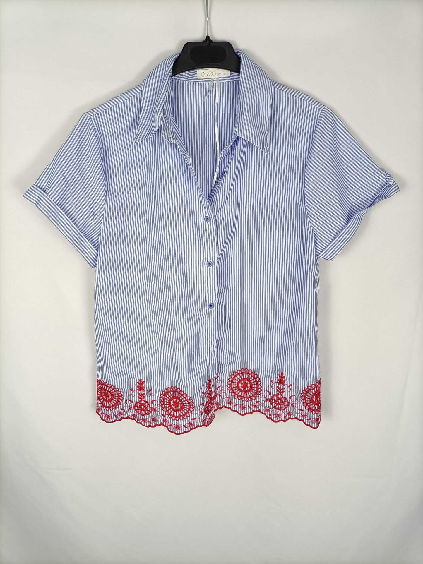COCO NUT. Camisa rayas bordada T.m