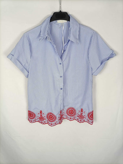 COCO NUT. Camisa rayas bordada T.m