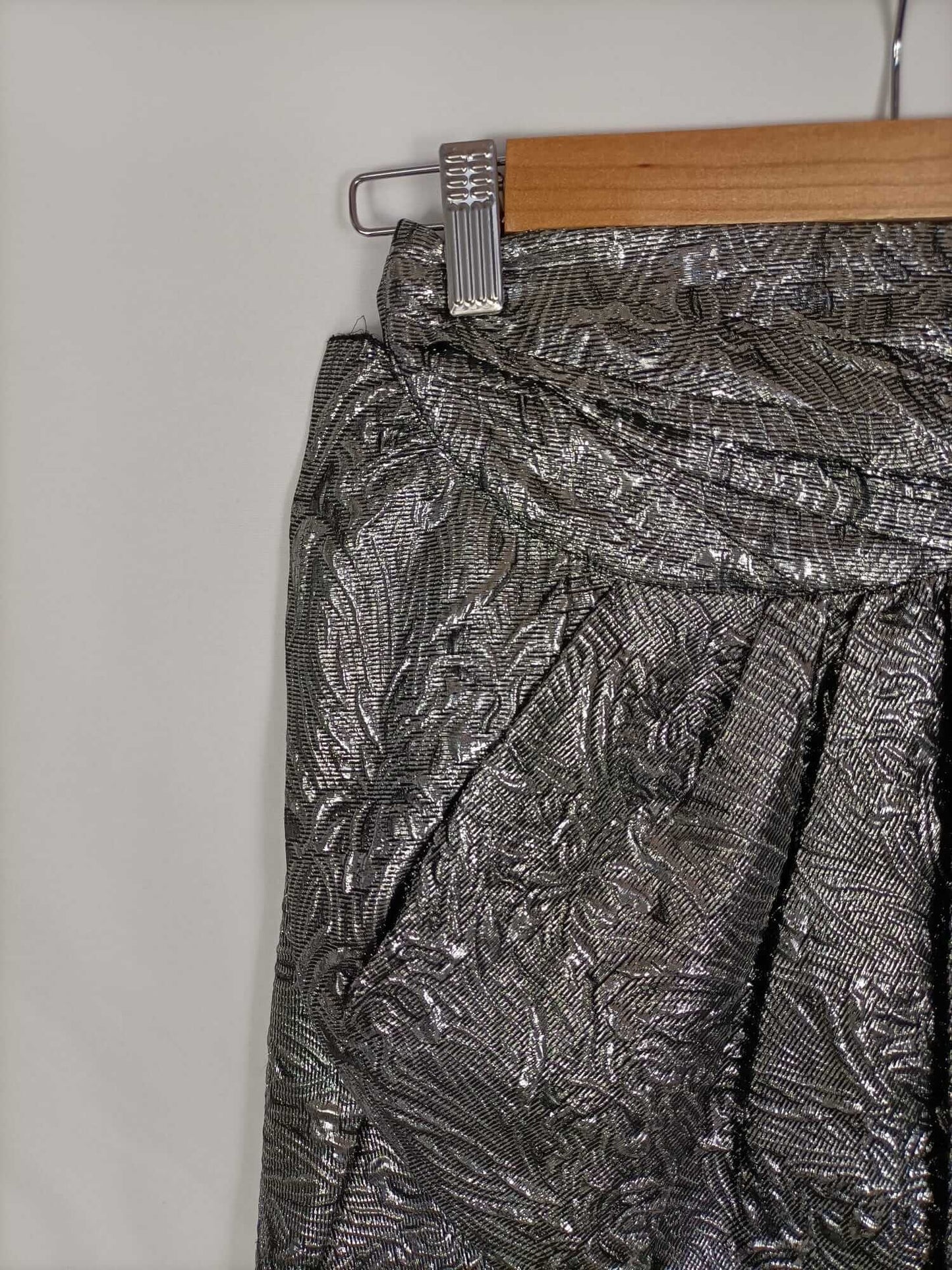 ISABEL MARANT. Falda plateada cruzada T.xs