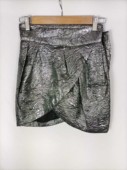 ISABEL MARANT. Falda plateada cruzada T.xs