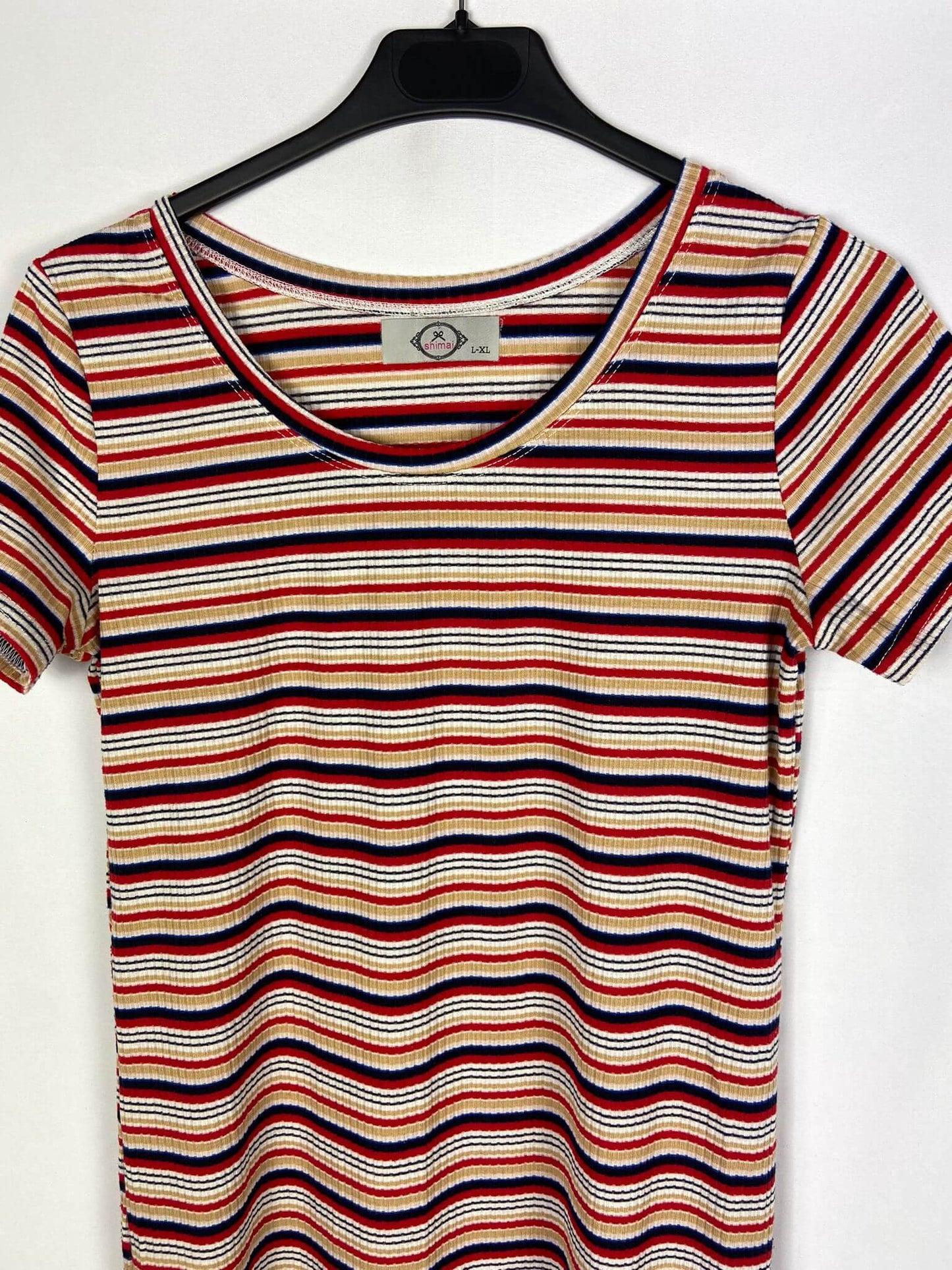 SHIMAI.Vestido rayas canalé T.L/XL