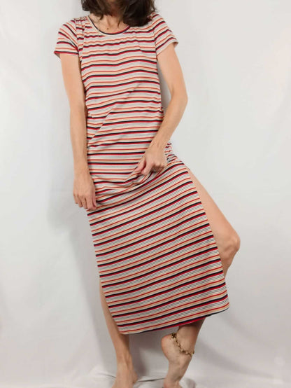 SHIMAI.Vestido rayas canalé T.L/XL