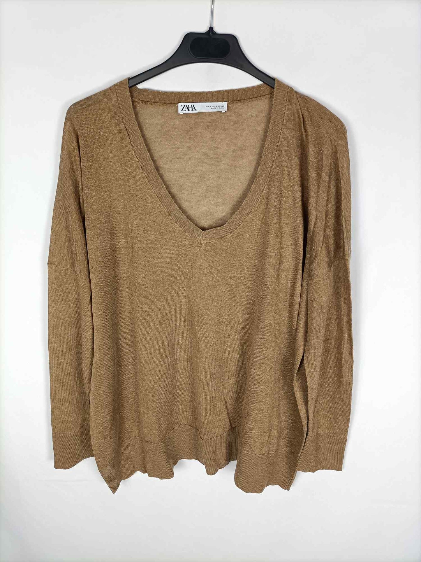 ZARA. Jersey camel oversized T.s
