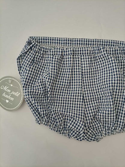 MON PETITE BOMBON. Pantalón cuadros azules T.4 meses