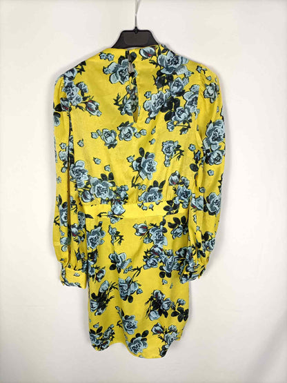 ZARA.Vestido amarillo flores T.xs