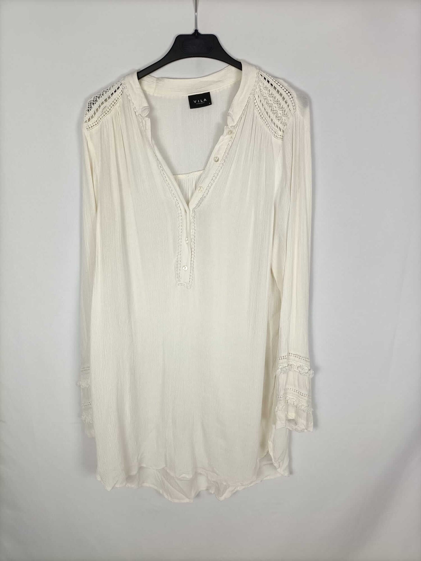 VILA CLOTHES.Vestido beige textura T.s