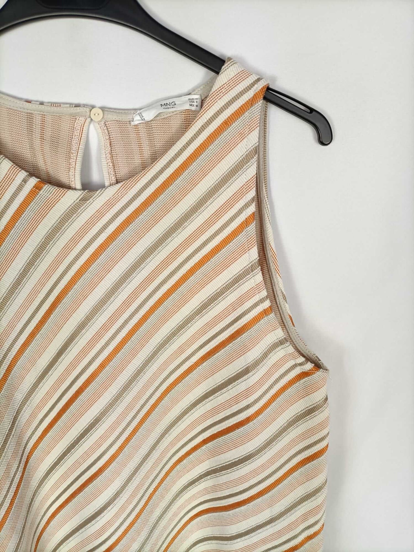 MANGO.Vestido beige rayas T.M