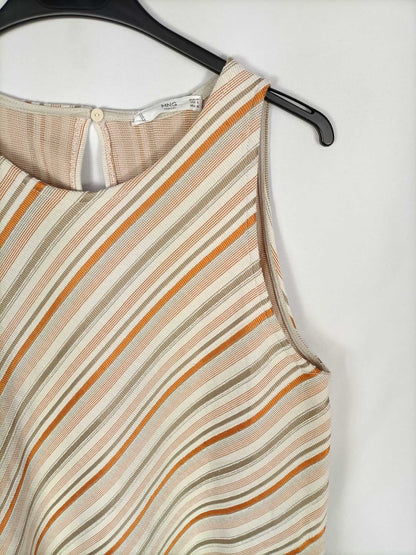 MANGO.Vestido beige rayas T.M