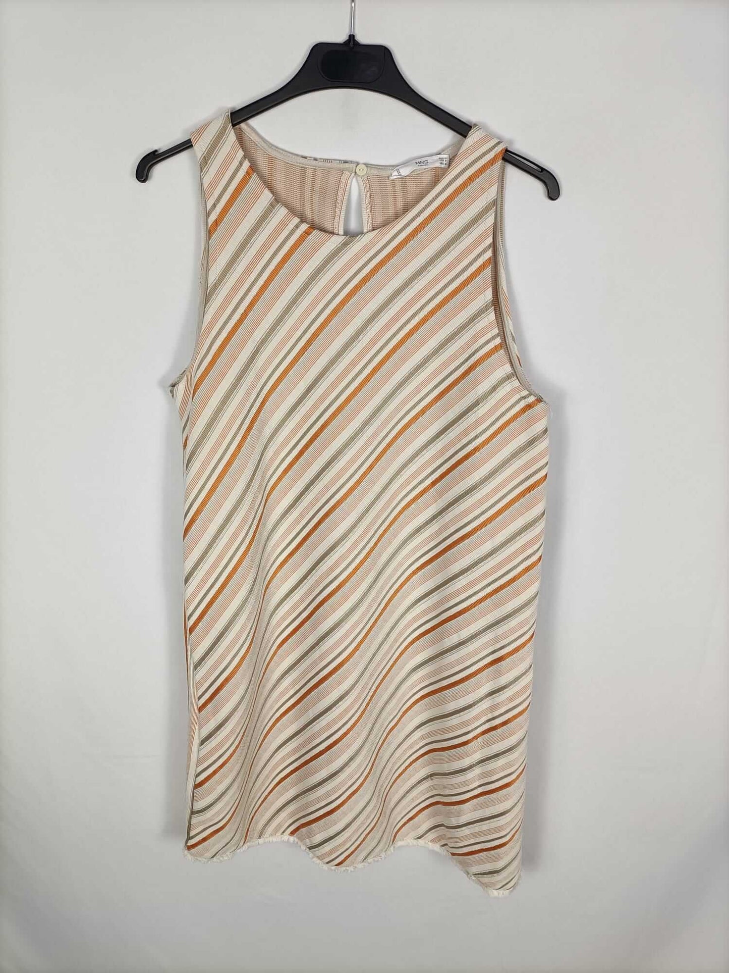MANGO.Vestido beige rayas T.M