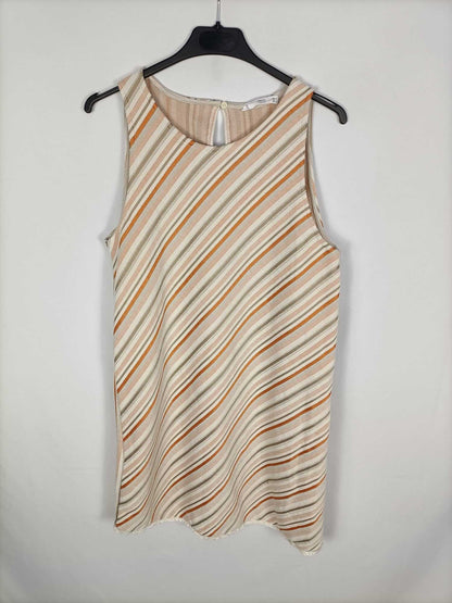 MANGO.Vestido beige rayas T.M