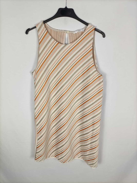 MANGO.Vestido beige rayas T.M