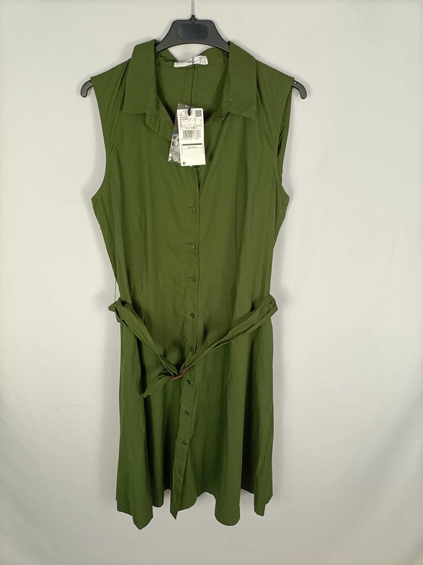 MANGO.Vestido verde abotonado T.L