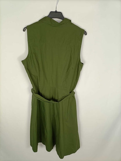 MANGO.Vestido verde abotonado T.L