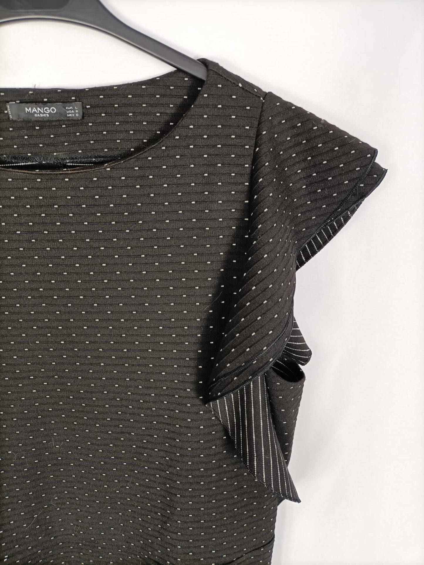 MANGO.Vestido negro textura T.L