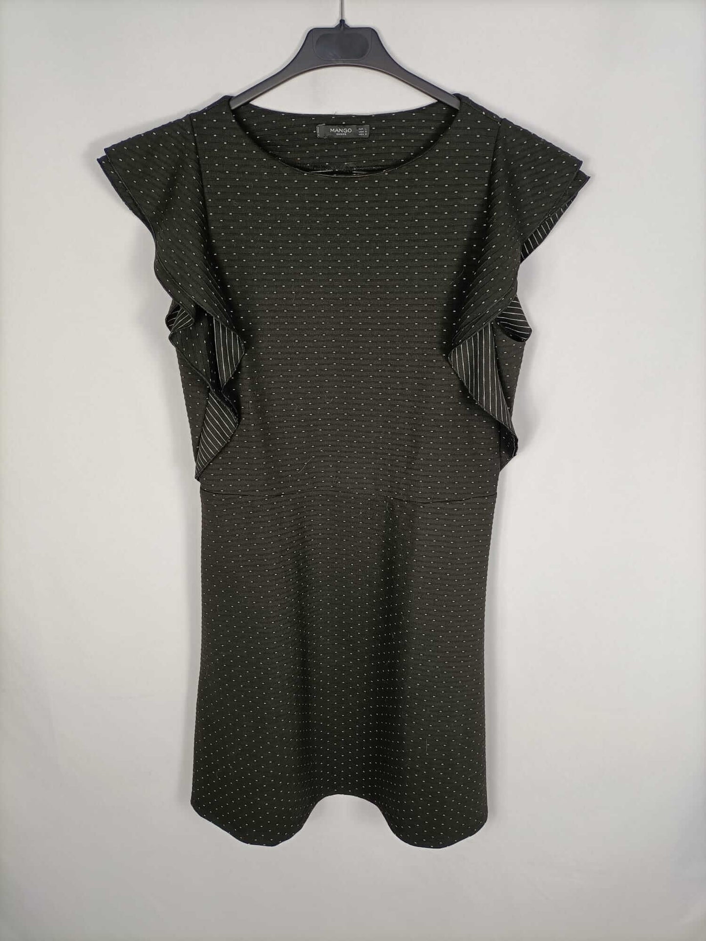 MANGO.Vestido negro textura T.L