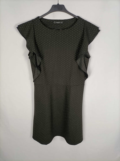 MANGO.Vestido negro textura T.L